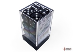 Opaque Black/white 16mm d6 Dice Block (12 dice)